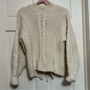 The back makes it! A.L.C. Cream Lace-Up Back Sweater